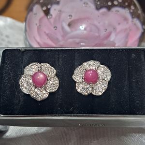 Natural Ruby and white topaz 14 Wgp over 925 sterling.ruby 6mm topaz accent 1.5m